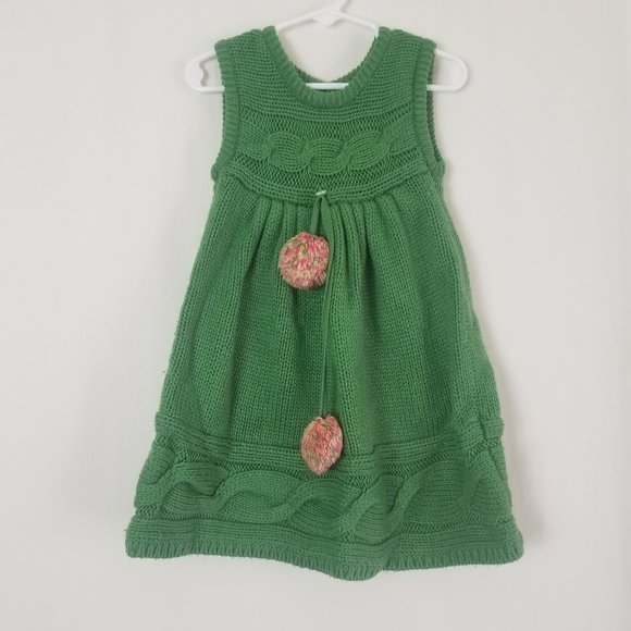 🔴 Gymboree little girl size 3T green knit sweater dress (A28) - Picture 2 of 7